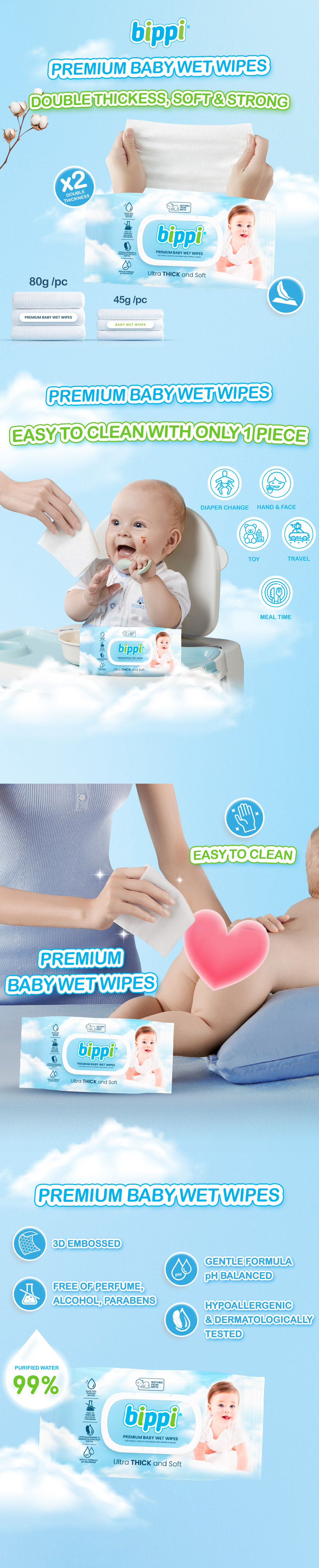 Benefits of Bippi Premium Baby Wet Wipes